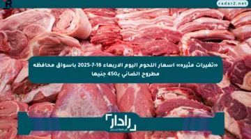 «تغيرات مثيرة» أسعار اللحوم اليوم الأربعاء 16-7-2025 بأسواق محافظة مطروح الضانى بـ450 جنيها